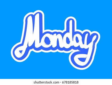 Monday, isolated sticker, poster design template, vector illustration