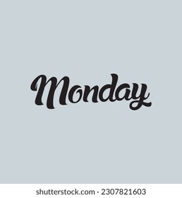 "Monday" lettering. Modern hand-written text. Sticker for planner. Bright "Monday" text. Days of week. Planning concept. Vector illustration.