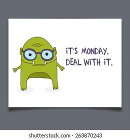 Monday monster cartoon