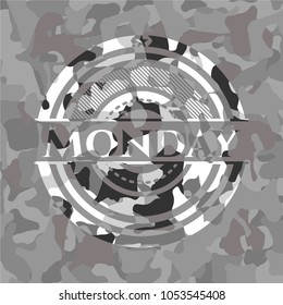 Monday on grey camo texture