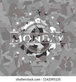Monday on grey camo texture
