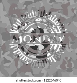 Monday on grey camouflage pattern