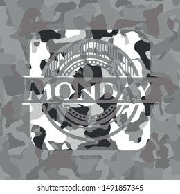 Monday on grey camouflage pattern