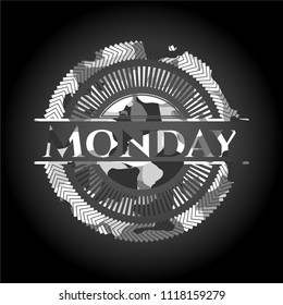 Monday on grey camouflaged pattern