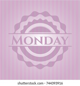 Monday pink emblem. Retro