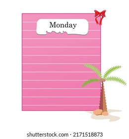 Monday Pink Notebook Graphic Design