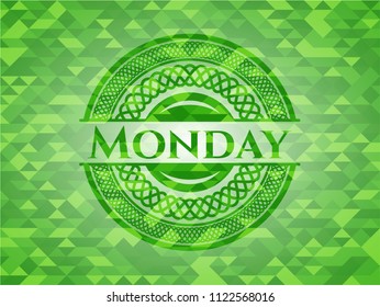 Monday realistic green mosaic emblem