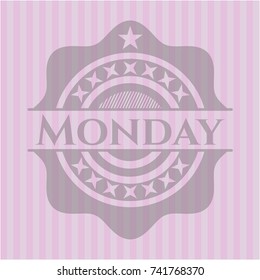 Monday realistic pink emblem