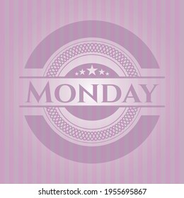 Montag realistisches rosa Emblem. Flaches Design. 