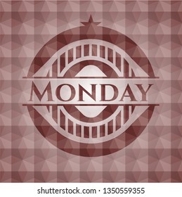 Monday red polygonal badge. Seamless.