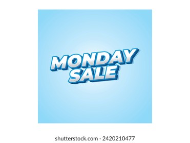 Monday sale. Text effect design in 3D style with eye catching colors