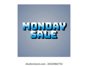 Monday sale. Text effect design in 3D style with eye catching colors