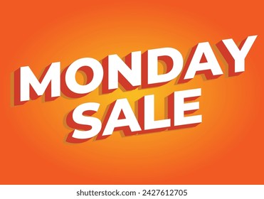 Monday sale. Text effect design in 3D style with eye catching colors