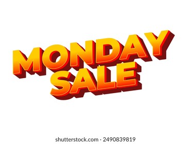 Monday sale. Text effect design in 3D style with eye catching colors
