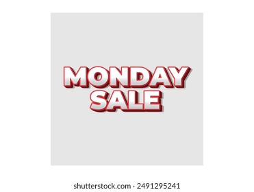 Monday sale. Text effect design in 3D style with eye catching colors