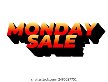 Monday sale. Text effect design in 3D style with eye catching colors