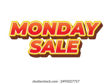 Monday sale. Text effect design in 3D style with eye catching colors