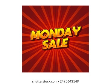 Lunes rebajas. Diseño de efectos de texto en estilo 3D con colores llamativos
