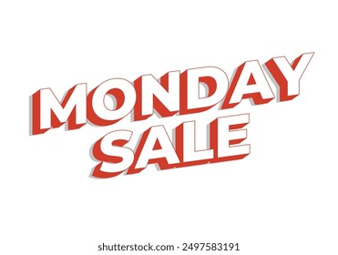 Monday sale. Text effect design in 3D style with eye catching colors