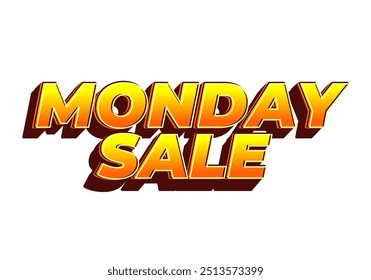 Monday sale. Text effect design in 3D style with eye catching colors