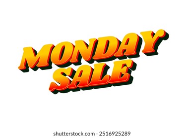 Monday sale. Text effect design in 3D style with eye catching colors