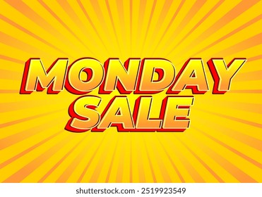 Monday sale. Text effect design in 3D style with eye catching colors