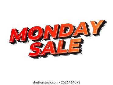 Monday sale. Text effect design in 3D style with eye catching colors