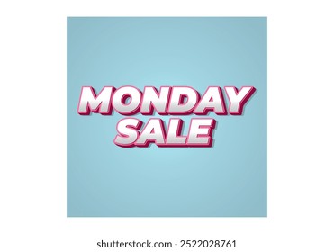 Monday sale. Text effect design in 3D style with eye catching colors