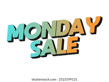 Monday sale. Text effect design in 3D style with eye catching colors