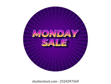 Monday sale. Text effect design in 3D style with eye catching colors