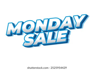 Monday sale. Text effect design in 3D style with eye catching colors