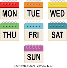 Monday to Sunday days of the week or calendar vector image or clipart for project work or business