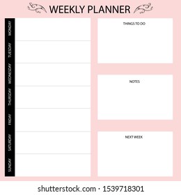 monday to sunday weekly planner with side for notes and tasks