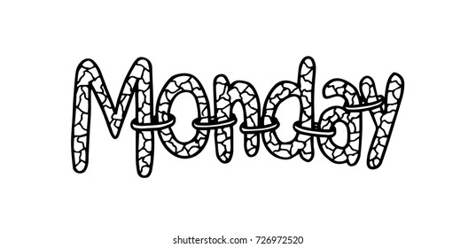 Monday text. Decorative style