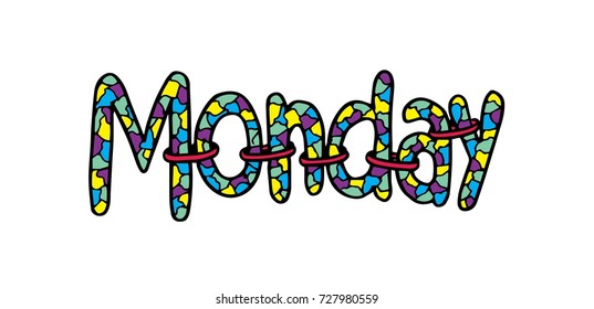 Monday text. Decorative style