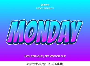 monday text effect with blue graphic style and editable.