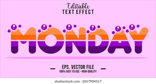 Efeito de Estilo de Texto de Segunda-feira, Efeito de Texto Editável