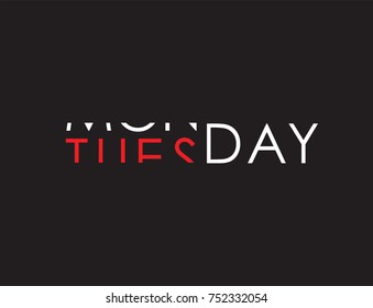 monday to tuesday turning text
