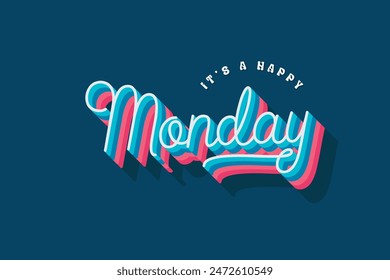 Monday typography editable colour effect template in 3d shadow style. Suitable for brand, business logo or calendar design. Eps 10 vector.