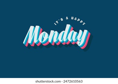 Monday typography editable colour effect template in 3d shadow style. Suitable for brand, business logo or calendar design. Eps 10 vector.