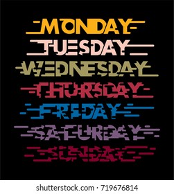 monday until sunday with colour of a day