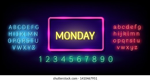 Monday vector banner. Monday design template neon sign billboard, Editing text neon sign.