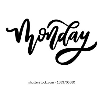 Monday Vector Hand Drawn Lettering Phrase Stock Vector (Royalty Free ...