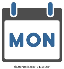 Monday vector icon. Style is bicolor flat symbol, cobalt and gray colors, rounded angles, white background.