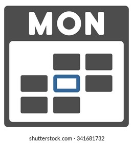 Monday vector icon. Style is bicolor flat symbol, cobalt and gray colors, rounded angles, white background.