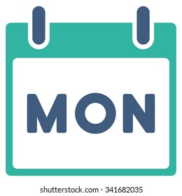 Monday vector icon. Style is bicolor flat symbol, cobalt and cyan colors, rounded angles, white background.