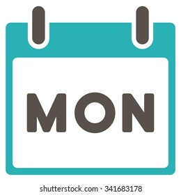 Monday vector icon. Style is bicolor flat symbol, grey and cyan colors, rounded angles, white background.