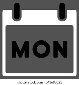 Monday vector icon. Style is bicolor flat symbol, black and white colors, rounded angles, gray background.