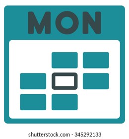 Monday vector icon. Style is bicolor flat symbol, soft blue colors, rounded angles, white background.