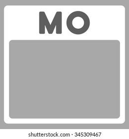 Monday vector icon. Style is bicolor flat symbol, dark gray and white colors, rounded angles, silver background.